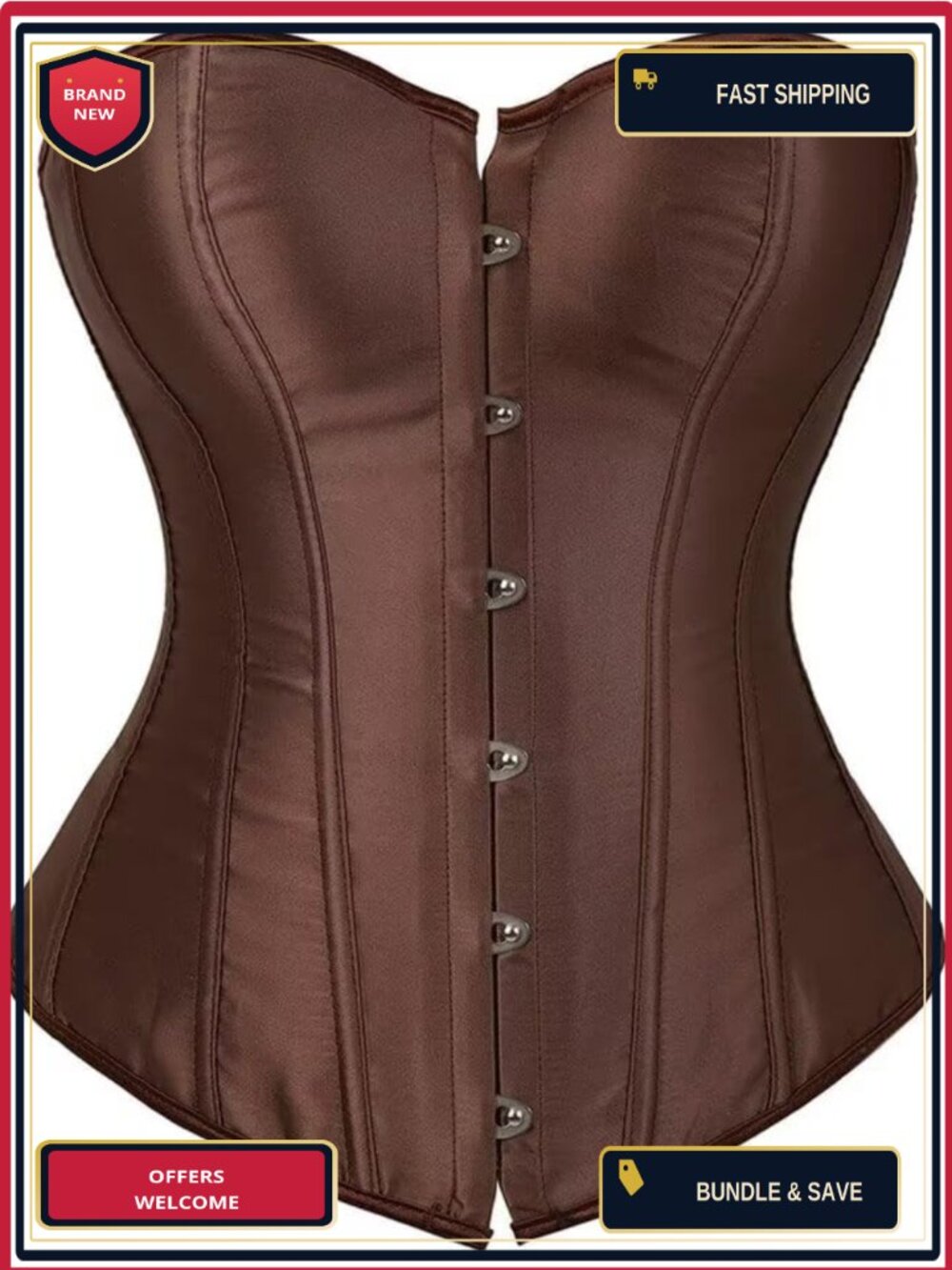 Overbust Satin Corset Top Lace Up Bustier Renaissance Lingerie